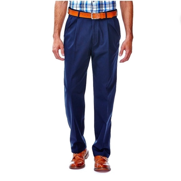 Haggar Mens Work To Weekend Khaki Pants Size 40W 30L Blue Classic Fit - Picture 1 of 4